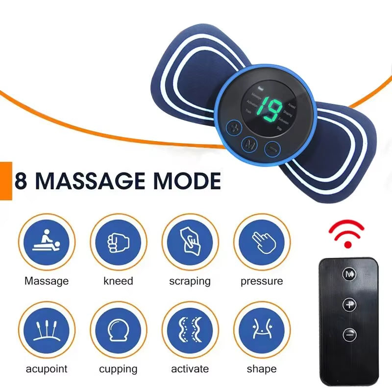 Mini Neck Massager Electric Muscle Stimulator Cervical Massage Patches Massage Pads Remote Control for Back Body Health